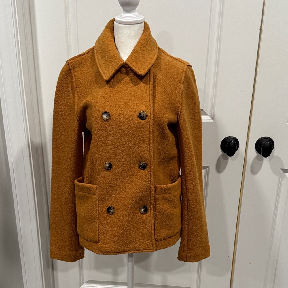 J.Crew Italian Boiled Wool Double-Breasted Peacoat – Size 6 – perfect fall color